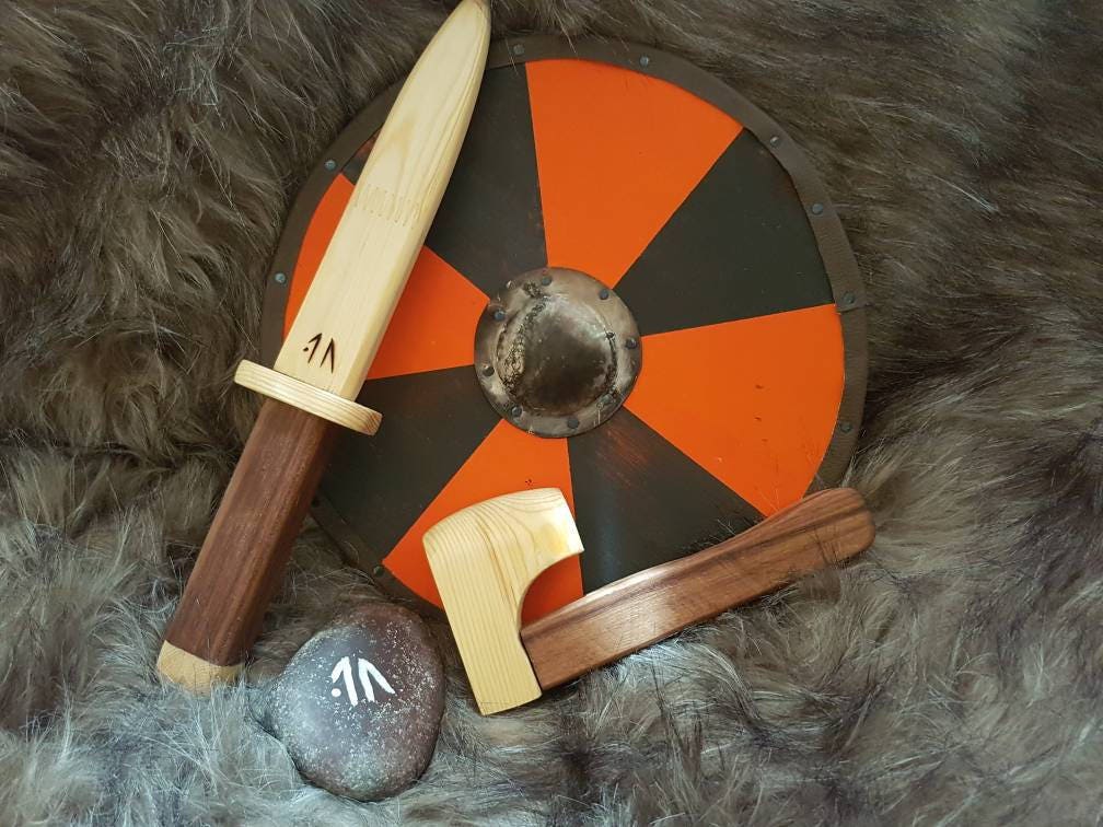 Mini Vikings toy shield with axe or sword