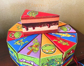 Ninja Turtles Cake Box-Ninja Turtle Favor Slice Box-Ninja Turtles Party-Ninja Turtles Birthday-Ninja Turtle Party Supplies-Ninja Turtle