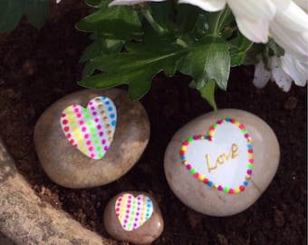 Hand Painted love heart pebbles