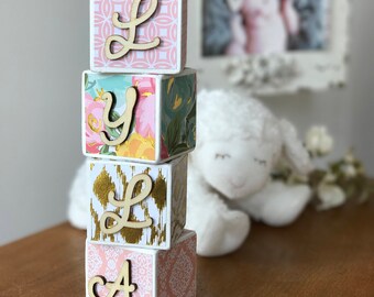 Letter Blocks, Name Blocks, Baby blocks, Nursery decoration, Baby shower gift, birthday gift, milestone blocks,