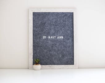 Letter board - 16"x20" Gray Felt - Reclaimed White Wood frame - The Engineer, includes 290 letter board letters/characters