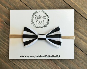 Black and white striped bow