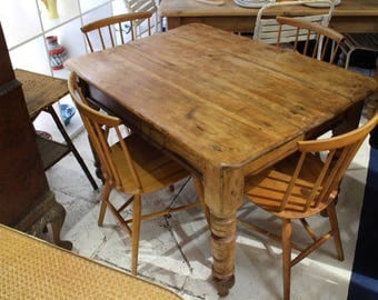 Reclaimed Wood Farmhouse Dining Table Turned Legs Recycled