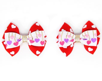 Valentine Day Bow Toddler Valentine Hair Bows Valentines Outfit Toddler Girl Valentine Hair Clips Pigtail Hair Bows Valentine Small Bows