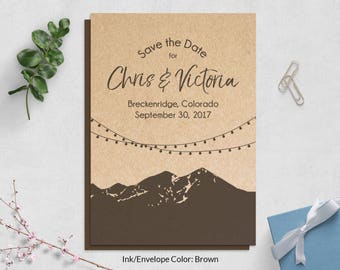 Rustic Mountain Wedding Announcement, Colorado Wedding Announcement, Kraft Paper Save the Date Card, Rustic Romantic Save the Date Cards