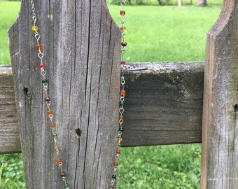 Multicolored bead necklace.