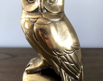 Vintage Brass Owl | Mid Century Brass Figurine