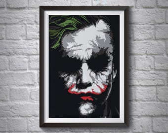 Heath Ledger Joker Abstract Poster - Wall Art Poster - A3 A4 Poster - Batman Poster - Printed Movie Poster - Boys Room Decor - Joker Print