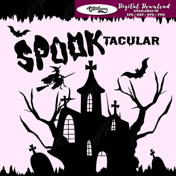 Download Spooktacular haunted house Halloween design Halloween SVG