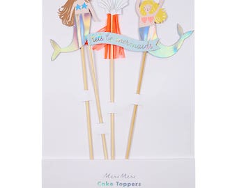 Let's be Mermaids Cake Toppers, Mermaid Cake Topper, Mermaid Cake, Mermaid party, Mermaid party decor, Under the sea party, Cupcake topper