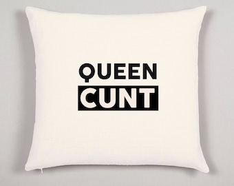 Swear Word Gift Cushion Cover | Ladies Profanity Homeware Gift | Insult Curse Word Novelty QUEEN CUNT Cushion Cover | Funny Best Friend Gift