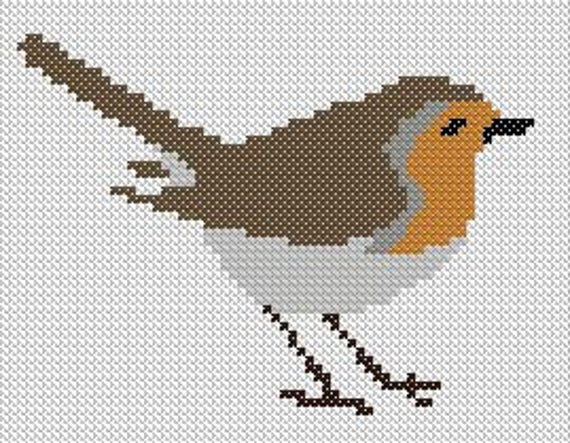Robin Cross Stitch Graphghan C2C Crochet or Intarsia