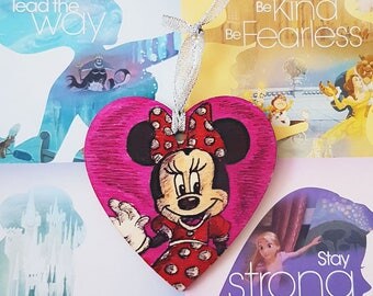 Hand Drawn Christmas Ornament Minnie Mouse Disney Inspired Plaque/Hanging Decoration/Bauble