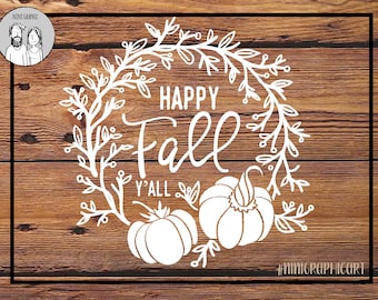 Fall svg, Happy Fall svg, Halloween svg, Pumpkin svg, Fall wreath, Cricut and Silhouette files, Pumpkin Clipart, floral Svg, Dxf, Jpg, Svg