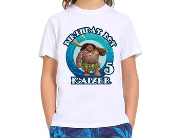 Personalized Maui of Moana Birthday Girl Party Tshirt Image Iron On Transfer For DIY