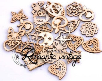 10 Ladybug charms / pendants wooden fine raw blank, mix shapes and sizes 20 to 35 mm