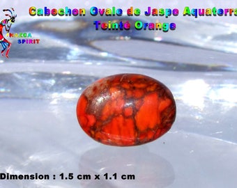 1 cabochon oval Jasper Aquaterra tinted Orange 1.5 cm x 1.1 cm