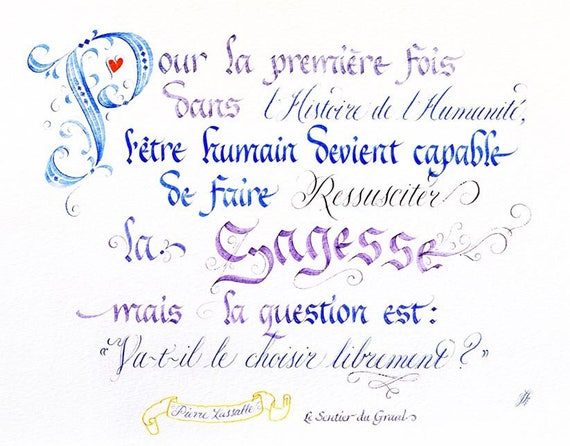 French calligraphy / / small / / paper / / typography English
