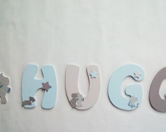 decorative name boy - letters size 14 cm wooden letters