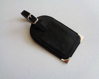 In skivertex faux ostrich leather luggage tag