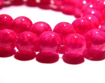 50 glass beads "reality" - 8 mm - bright fuchsia - PG103 way