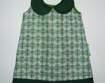 18/24 months with Peter Pan collar dress "Green flower"