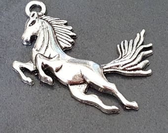 large Pendant (x 2) silver plated horse charm