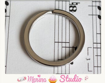 5 large rings for Keyring approximately 2.5 cm shiny silver