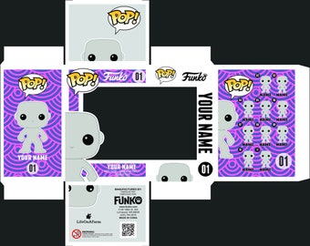 Photoshop and Illustrator files for custom Funko Pop Box. Includes dielines/keylines and layered