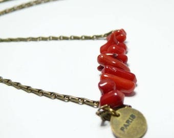 Red coral branch necklace