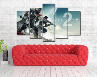 Destiny 2 Gaming Framed Canvas Print - Wall Art - Multi Panel - 5 Panel Canvas Print - Art Work - Home Decor