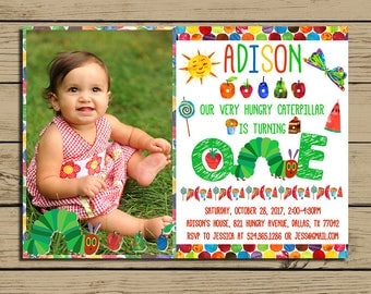 The Very Hungry Caterpillar Invitation * Very Hungry Caterpillar Birthday Party Invite With Photo * Free Backside *Personalized * YOU PRINT