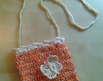 girls ' cotton crochet purse with shoulder strap Butterfly