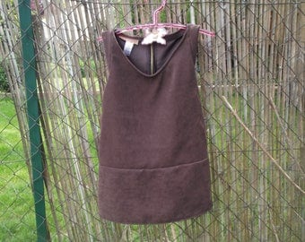 faux brown suede girl pinafore dress