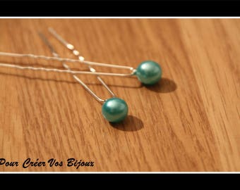Set of 5 hair pins and 10mm turquoise bead