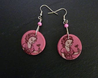 Vintage "small retro girl" earrings