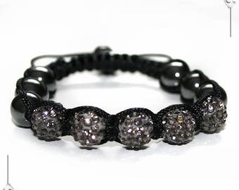 Black Diamond rhinestone Shamballa bracelet