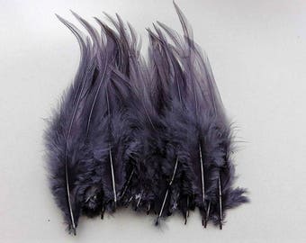 set of 10 10-15cm grey feathers