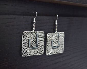 Square lace earrings