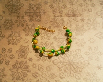 double strand green and yellow bracelet