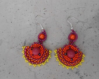 Earrings woven "Baker" Purple beads