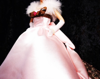 Light pink satin flower spring dress【Danzabito】