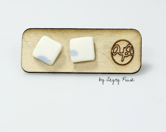 Earrings ceramic small square
