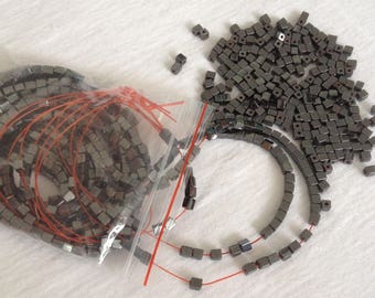 Hematite stone cube beads 4x3mm natural semi precious jewelry
