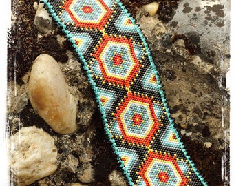 Ethnic inspired Huichol cuff