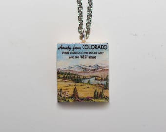 Howdy Colorado Reversible Scrabble Tile Necklace