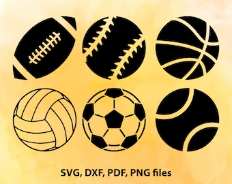Sport Svg, Balls clipart, Football svg, Soccer svg, Baseball Svg, Sports svg, pdf, & png, Sport Dxf, Balls dxf, Sport balls svg, Sport balls