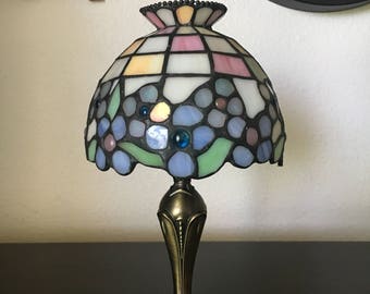 Partylite stained glass candle holder lamp