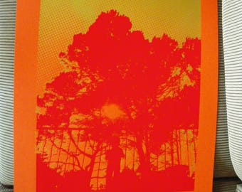 Craft(home-made) screenprinting 2 colors on canson ORANGE