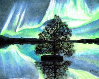 Lake Aurora - Original Artwork - Oil Pastels